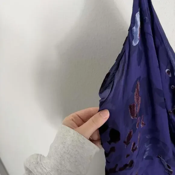 Vintage Y2K Burnout Velvet Babydoll Slip Dress Silk Whimsy Dark Floral Fairy 16 - Picture 4 of 8